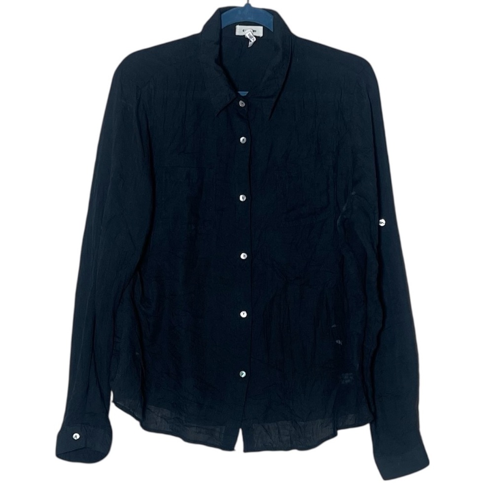Women's Black Button-Up Blouse